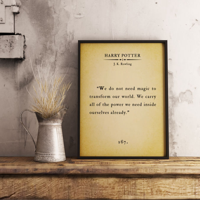 Book page quote wall art print